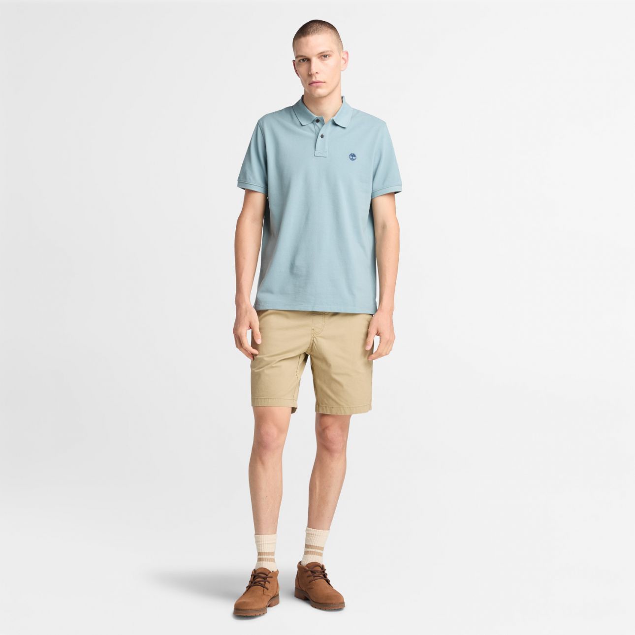 חולצת פולו לגברים עם שרוולים קצרים ולוגו רקום