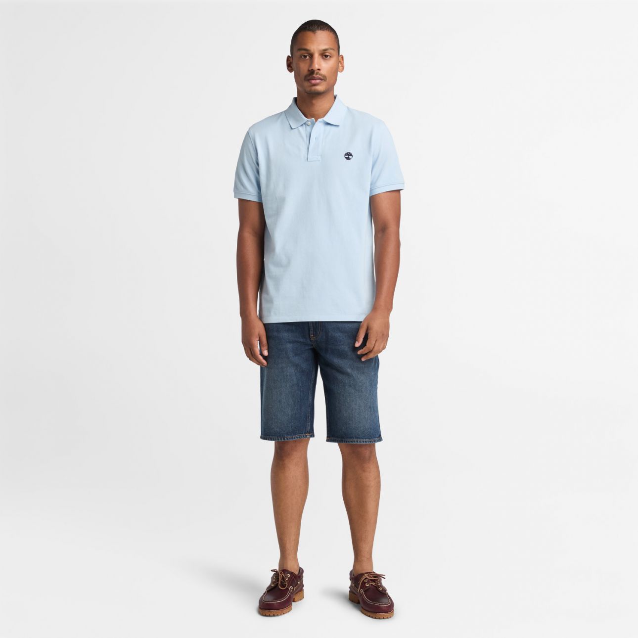 חולצת פולו לגברים עם שרוולים קצרים ולוגו רקום