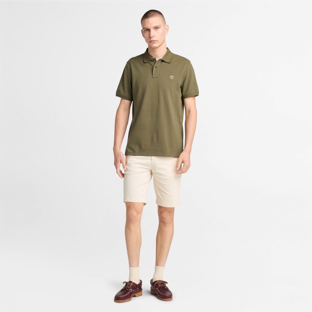 חולצת פולו לגברים עם שרוולים קצרים ולוגו רקום