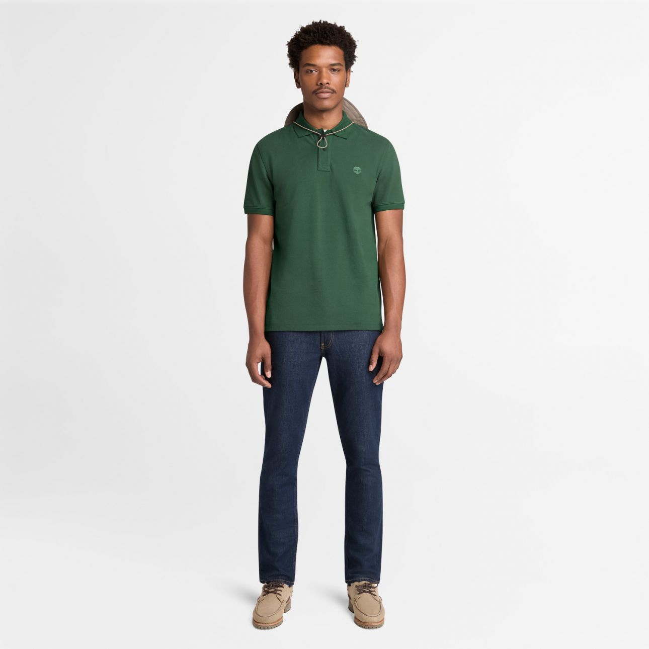 חולצת פולו לגברים עם שרוולים קצרים ולוגו רקום