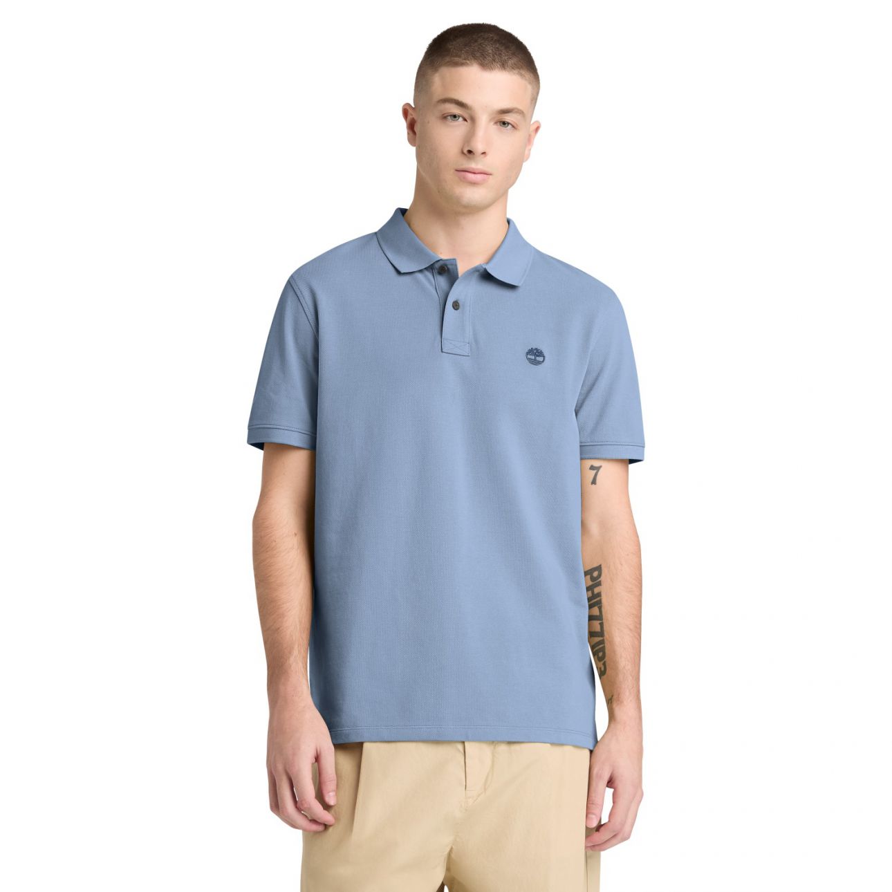 חולצת פולו לגברים עם שרוולים קצרים ולוגו רקום