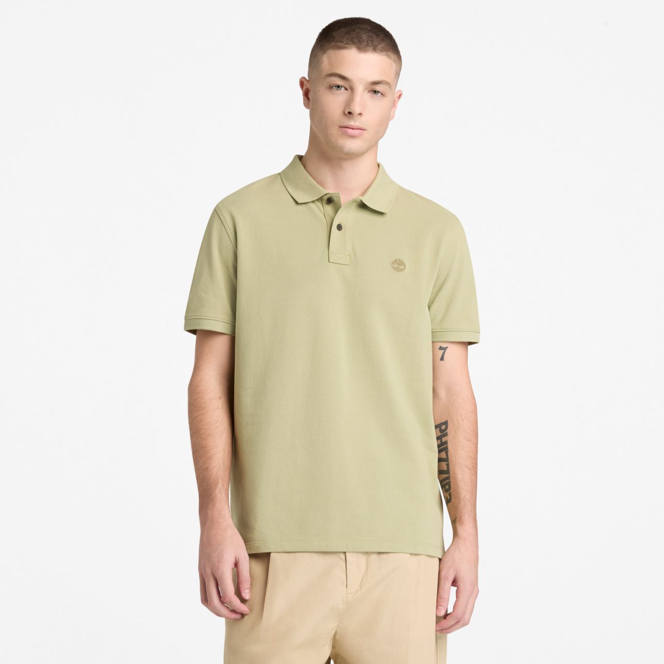 חולצת פולו לגברים עם שרוולים קצרים ולוגו רקום