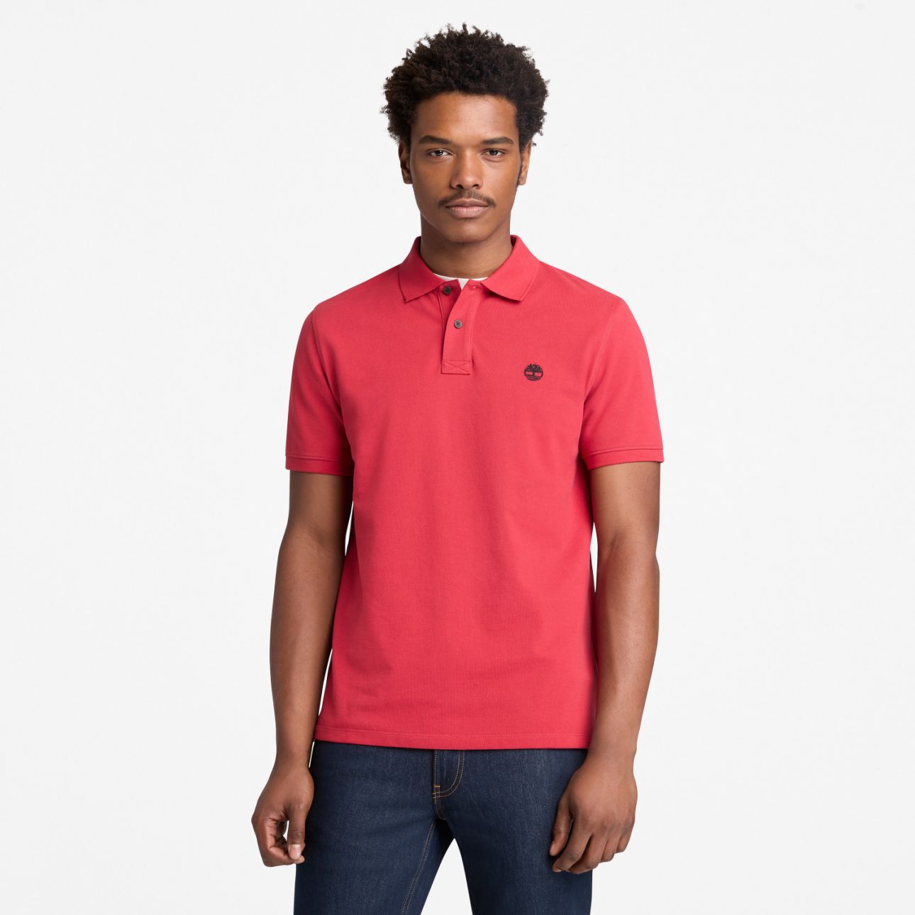 חולצת פולו לגברים עם שרוולים קצרים ולוגו רקום